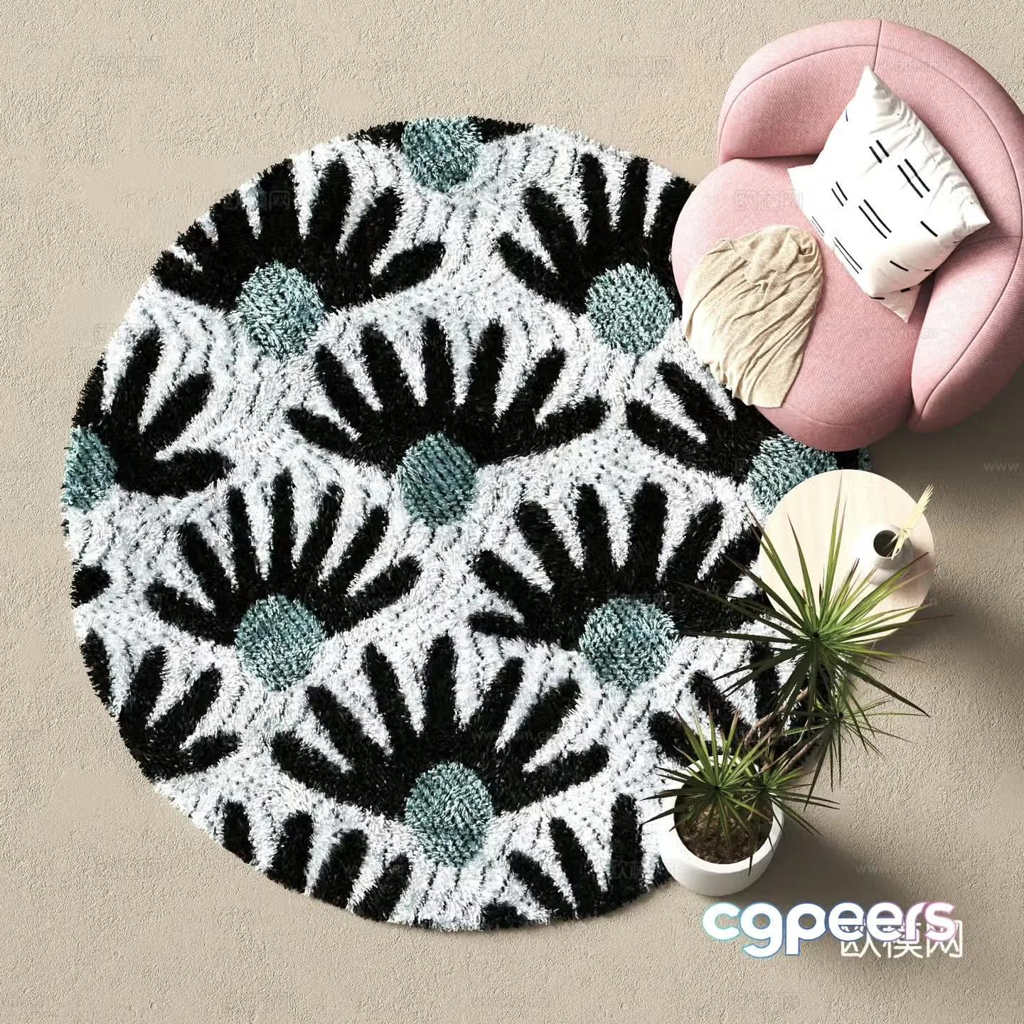 Modern round carpet 3d model