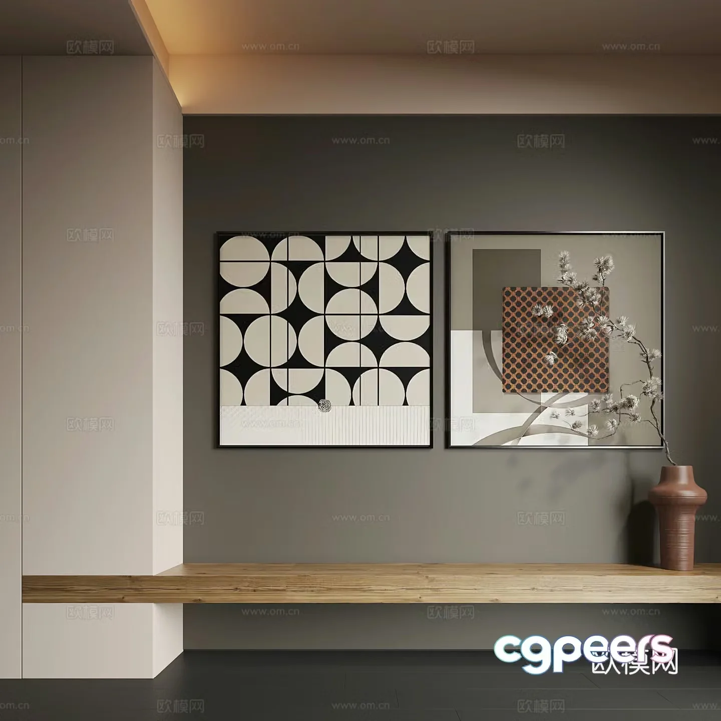 Modern hanging painting Modern abstract hanging painting Modern combination painting 3d model