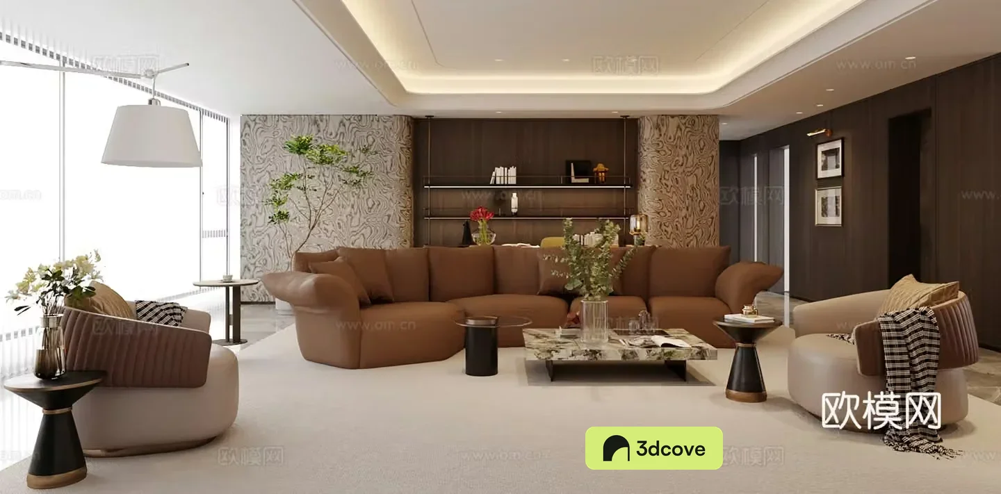 Modern Italian home living room high-end gray living room without lights large flat living room horizontal hall