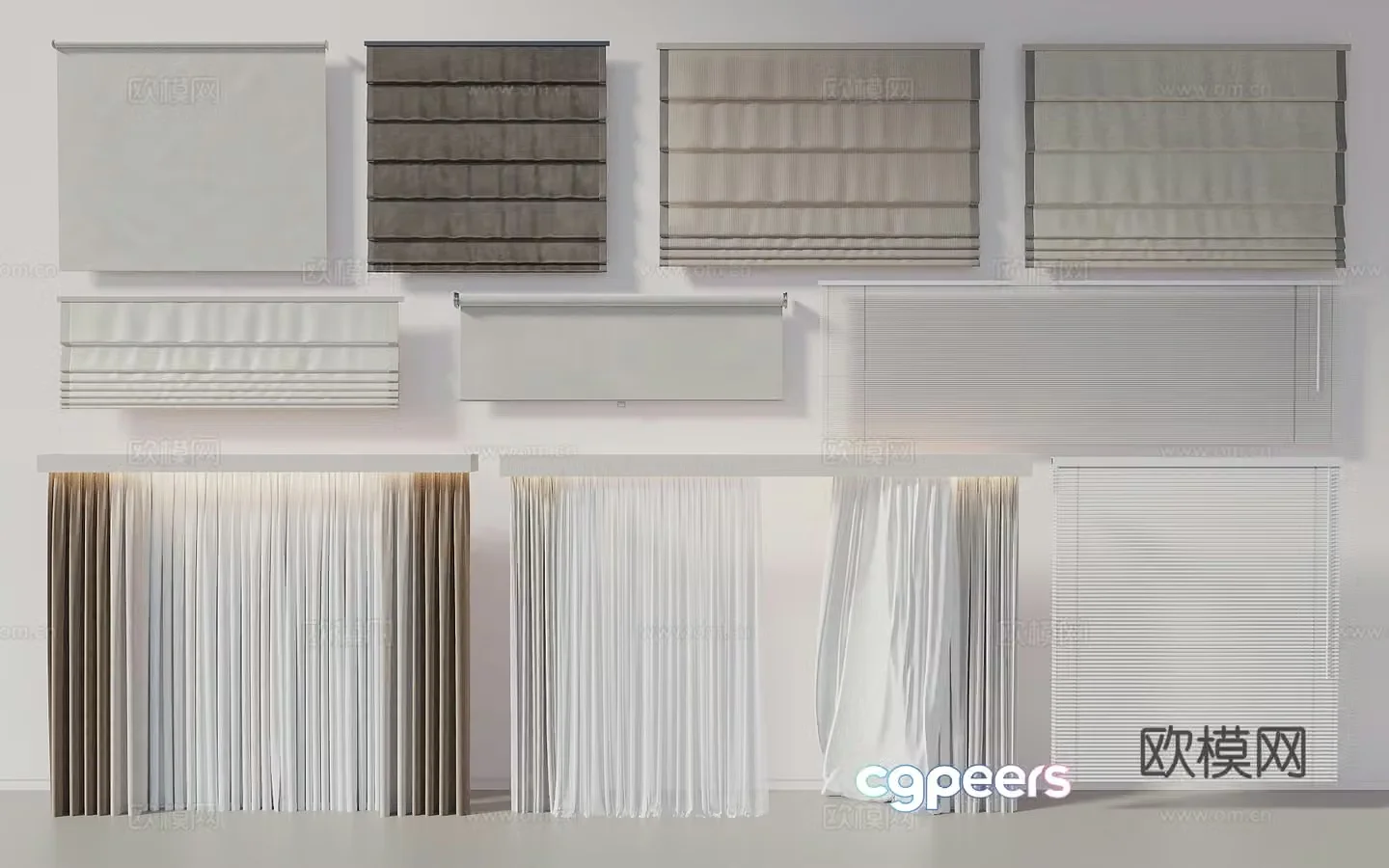 Modern style curtain gauze curtain dream curtain venetian blind sun blind 3d model