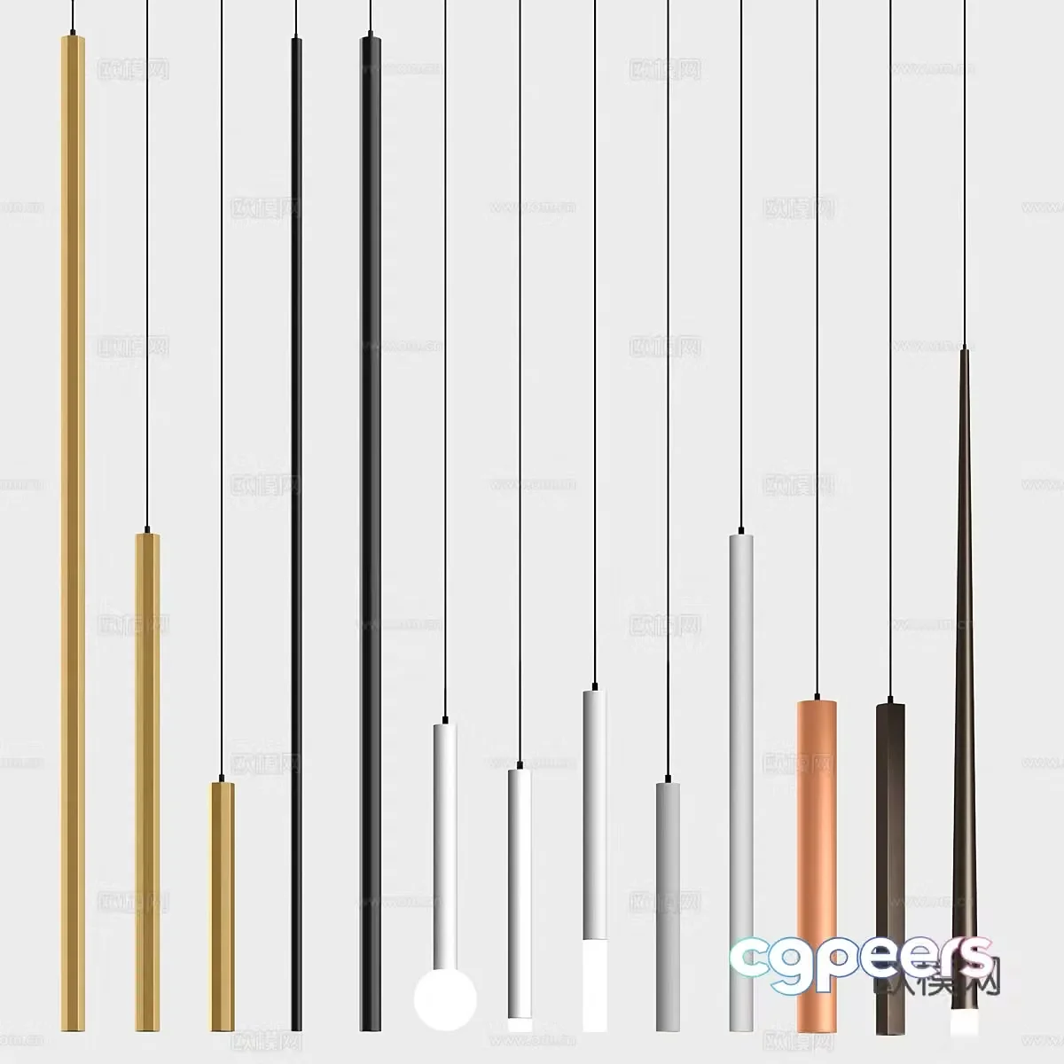 Modern Italian minimalist metal hanging wire lamp 3D model