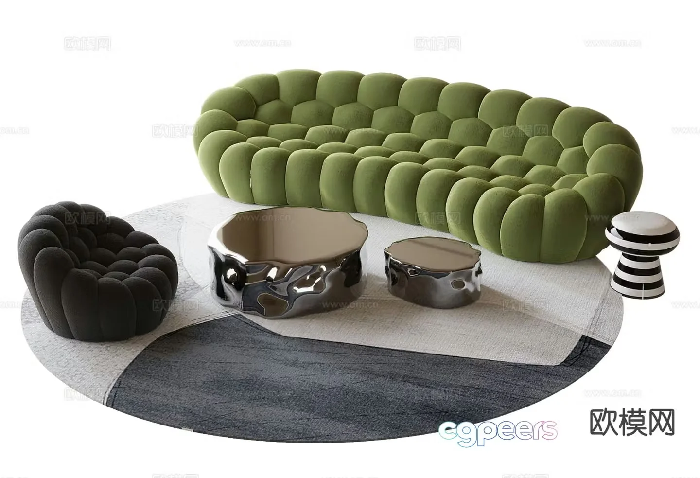 Modern curved sofa modular sofa bubble sofa 3d model