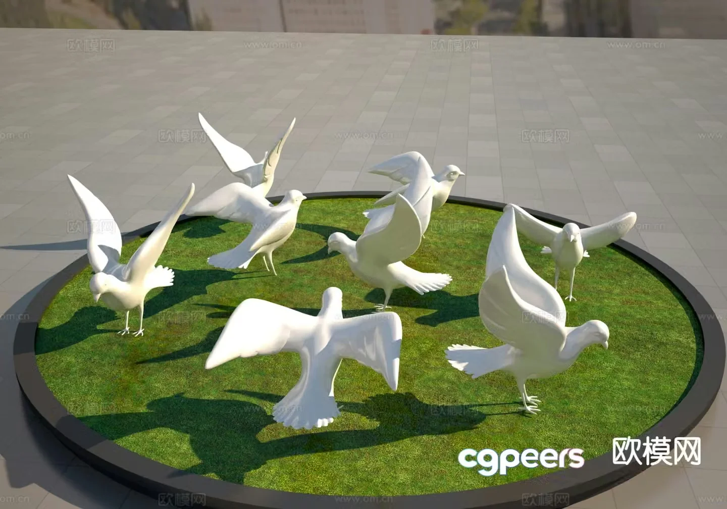 Pigeon sculpture square sculpture 3d model