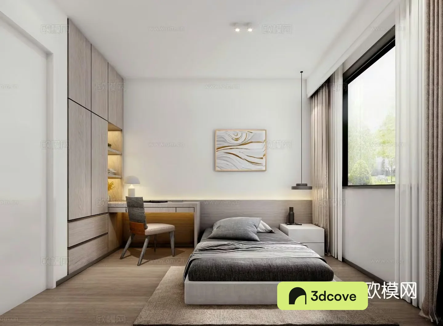 Modern small apartment bedroom