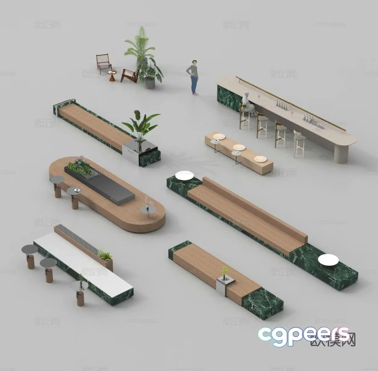Outdoor chair Landscape seat Landscape bench Public seat Park chair 3d model