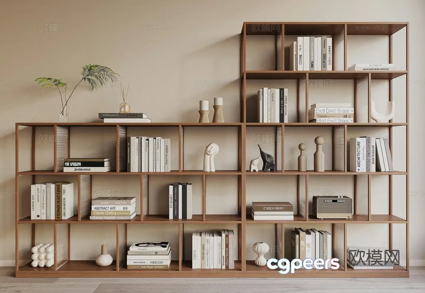 Modern bookshelf 3d model