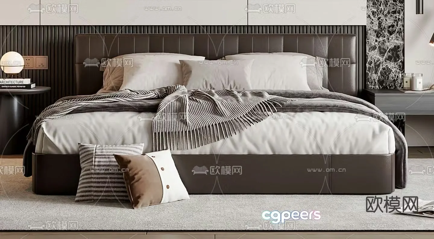 Italian double bed 3d model