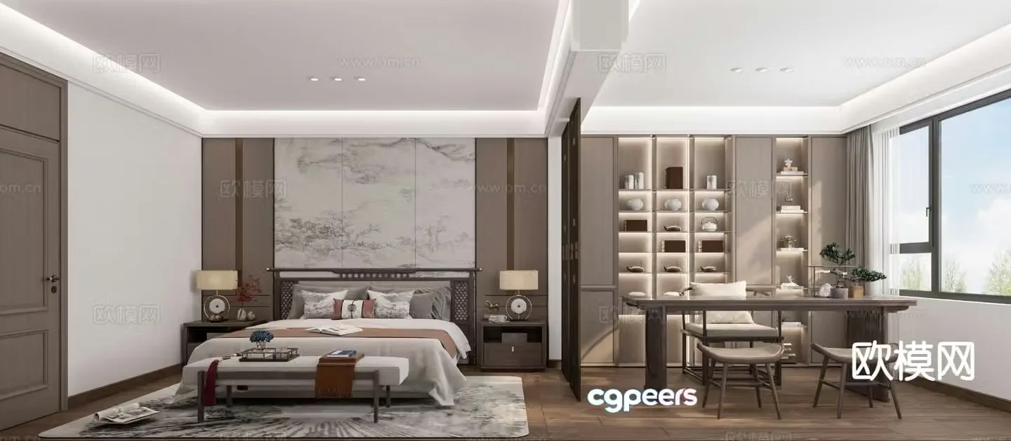 New Chinese style bedroom master bedroom 3d model