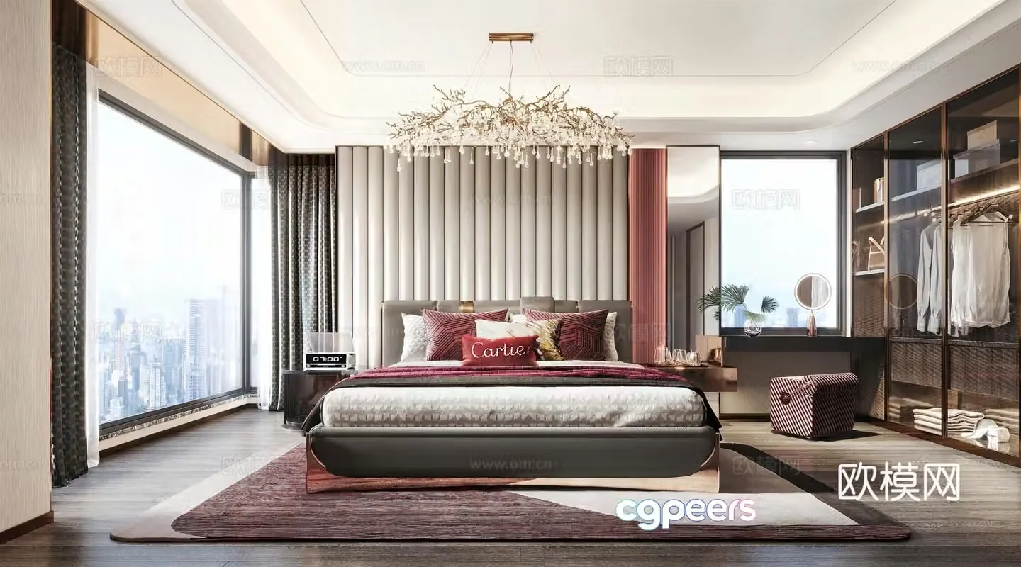 Modern light luxury bedroom 3d model