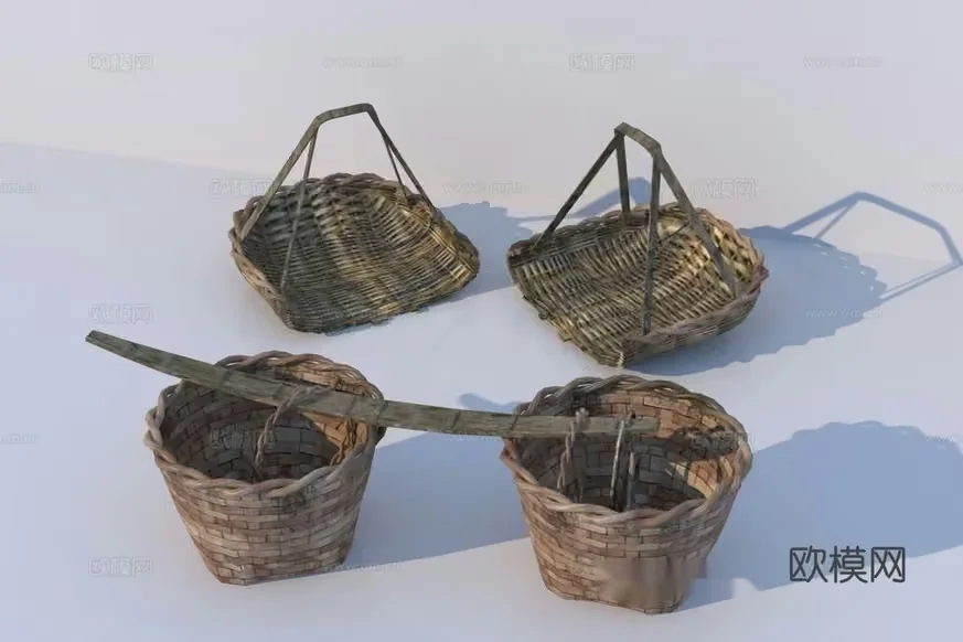 A Collection Of Woven Baskets 3D Model – 3407 – VRAY Render