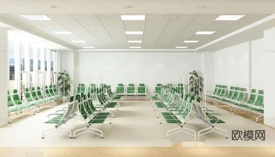 Green Chairs In A Waiting Room 3D Model – 14913 – VRAY Render
