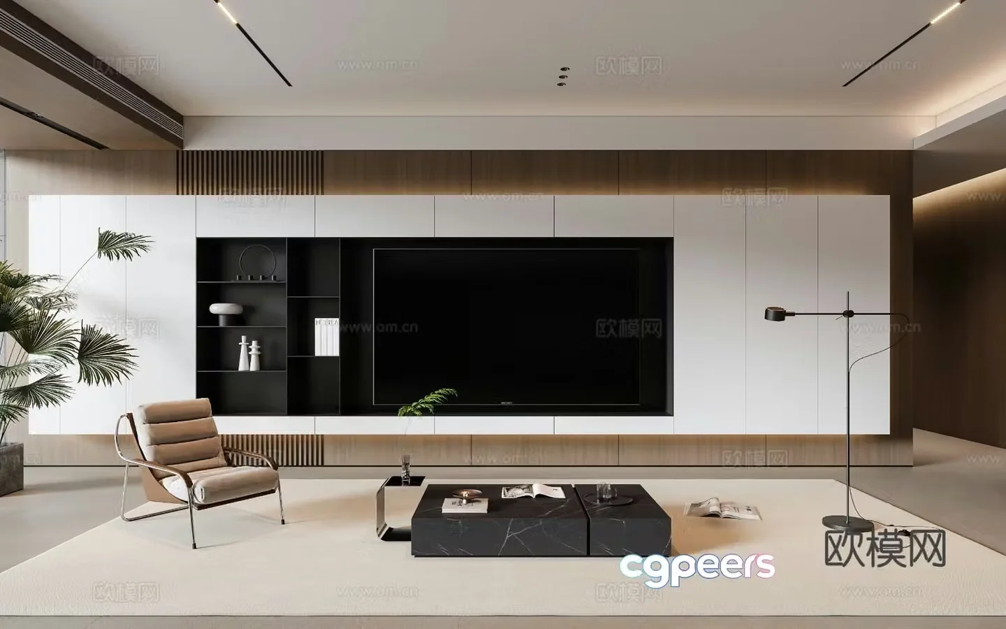 Modern TV background wall 3d model