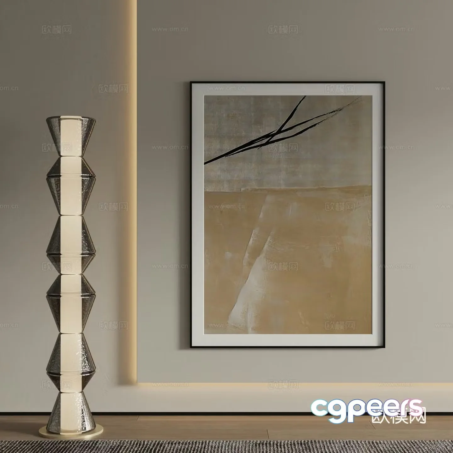 Modern abstract painting decorative painting 3d model