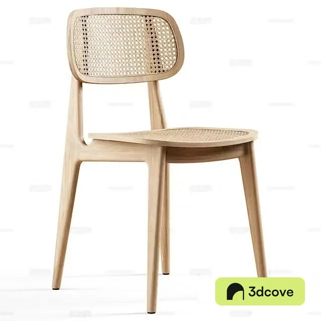 New Chinese style wooden chair rattan chair single chair 3d model