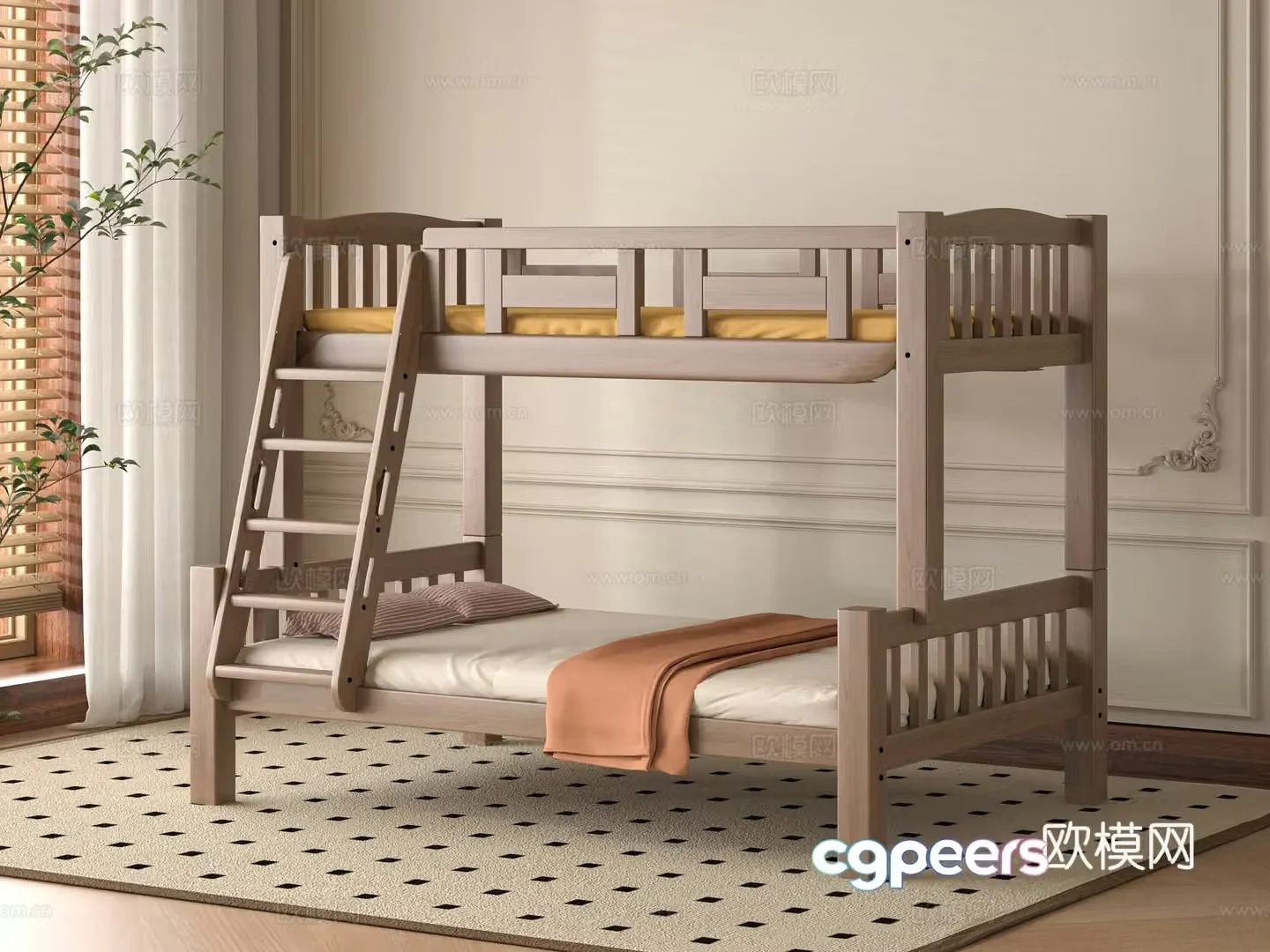 Modern 3D model on and off bed