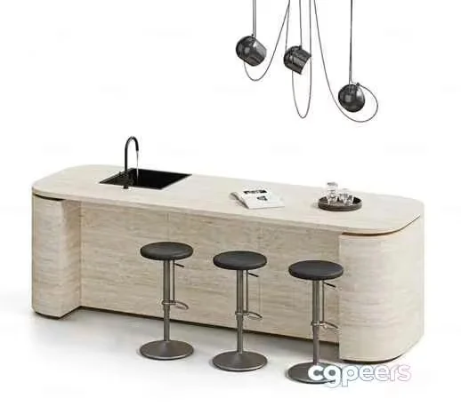 Modern Kitchen Island 3D Model – 12376 – VRAY Render