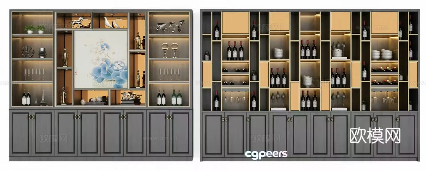 New Chinese wine cabinet combination 3D model