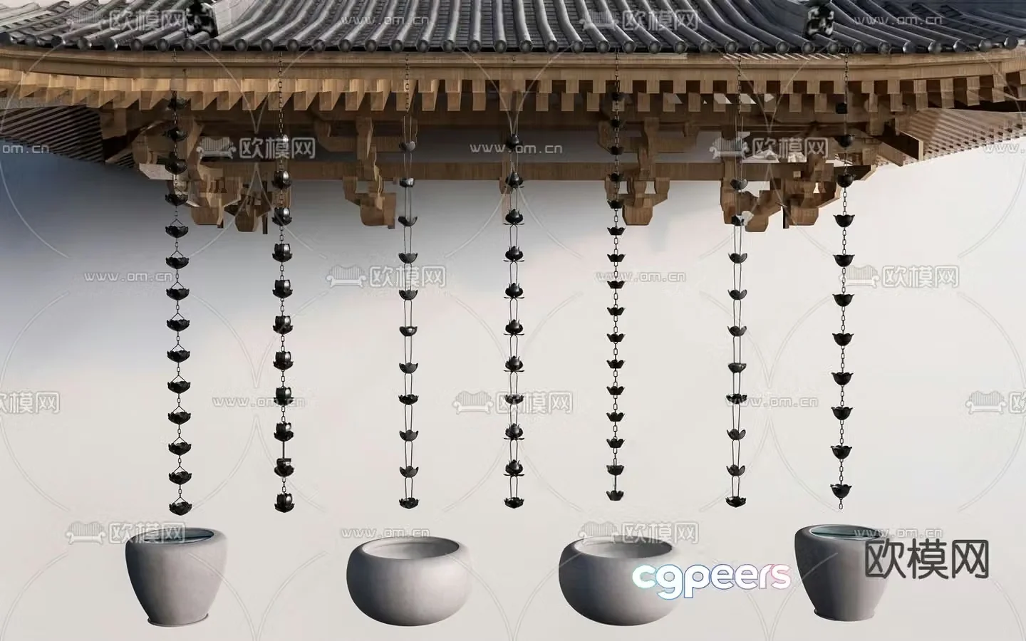 Chinese style rain chain eaves rain chain 3D model