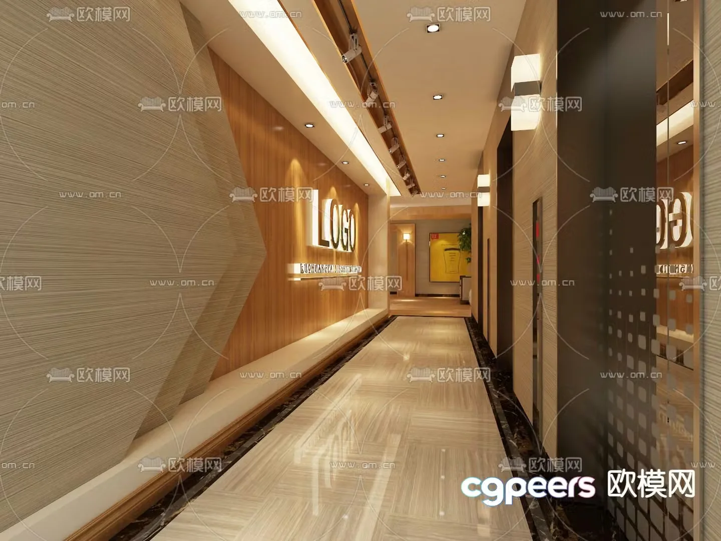 Office elevator hall 3d model