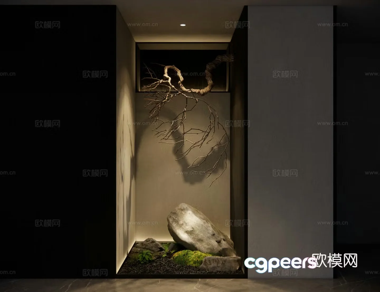 Modern office landscape plant landscaping dead branch pendant 3D model