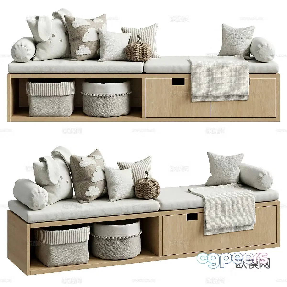 New Chinese style children’s bay window stool 3D model