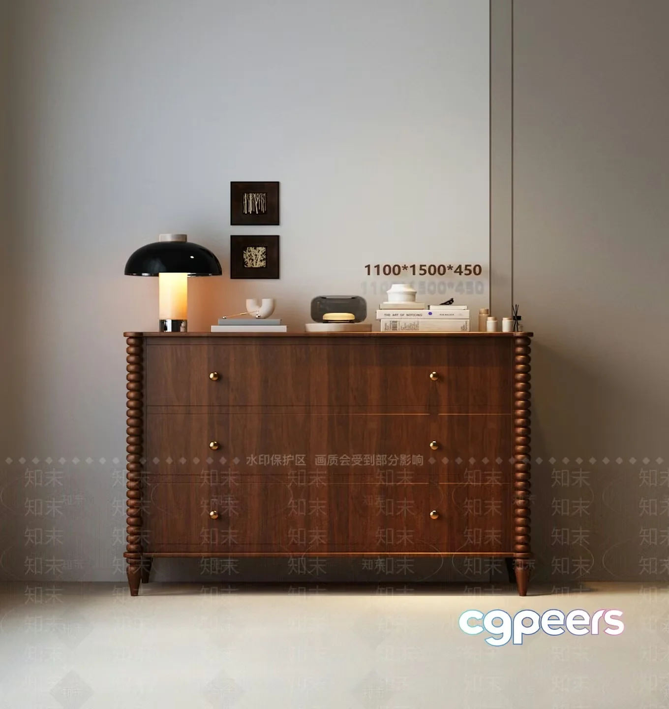 A Wooden Dresser 3D Model – 10402 – VRAY Render