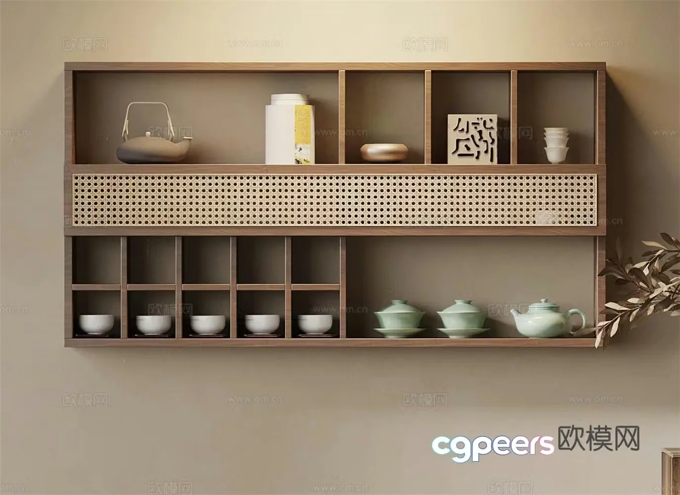 Tea cabinet New Chinese style tea cabinet Wall cabinet 3D model