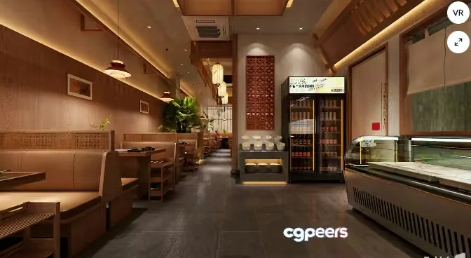 Modern Restaurant Interior 3D Model – 11470 – VRAY Render