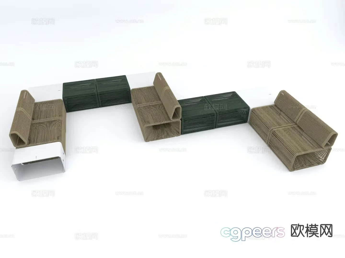 Modern outdoor sofa modular sofa rope sofa 3d model