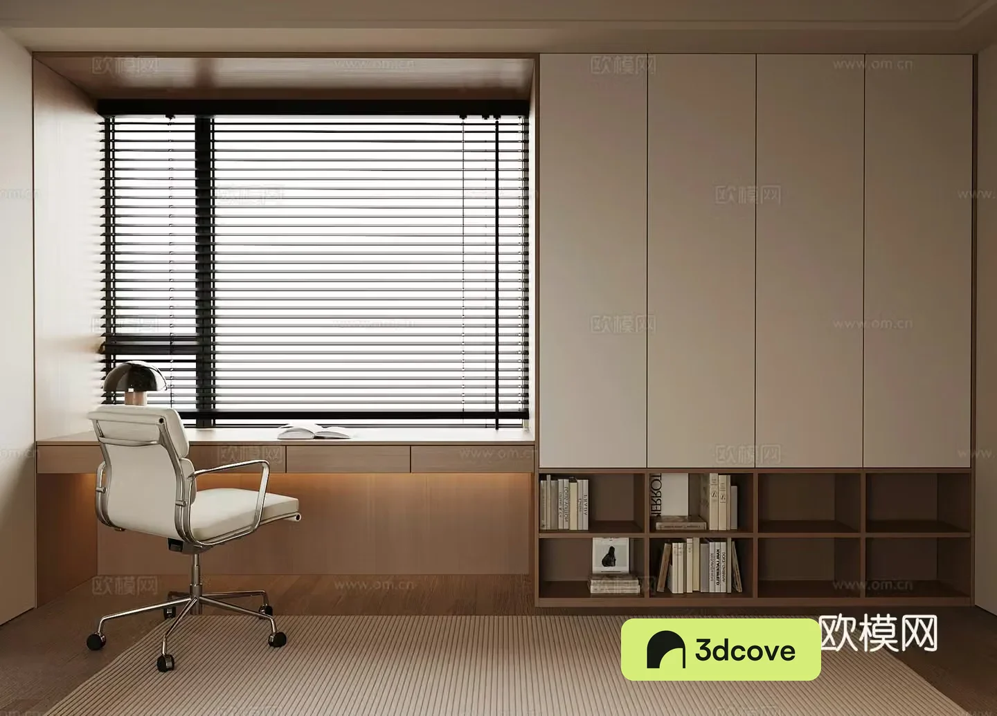 Modern desk and chair integrated cabinet