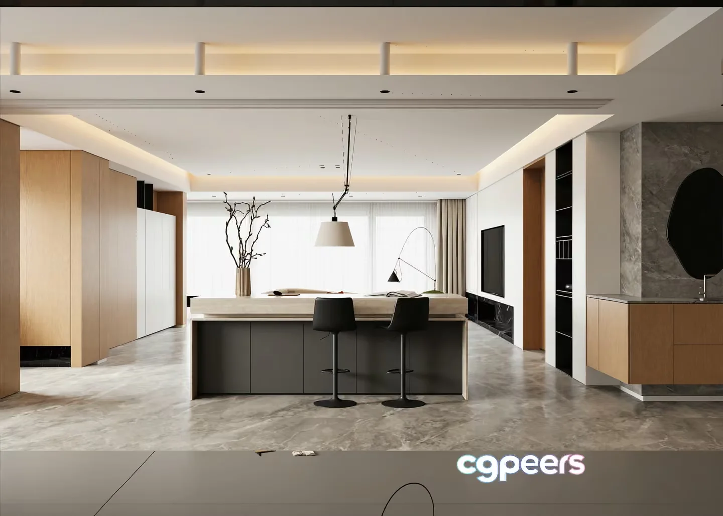 Modern Living Room 3D Model – 13417 – VRAY Render