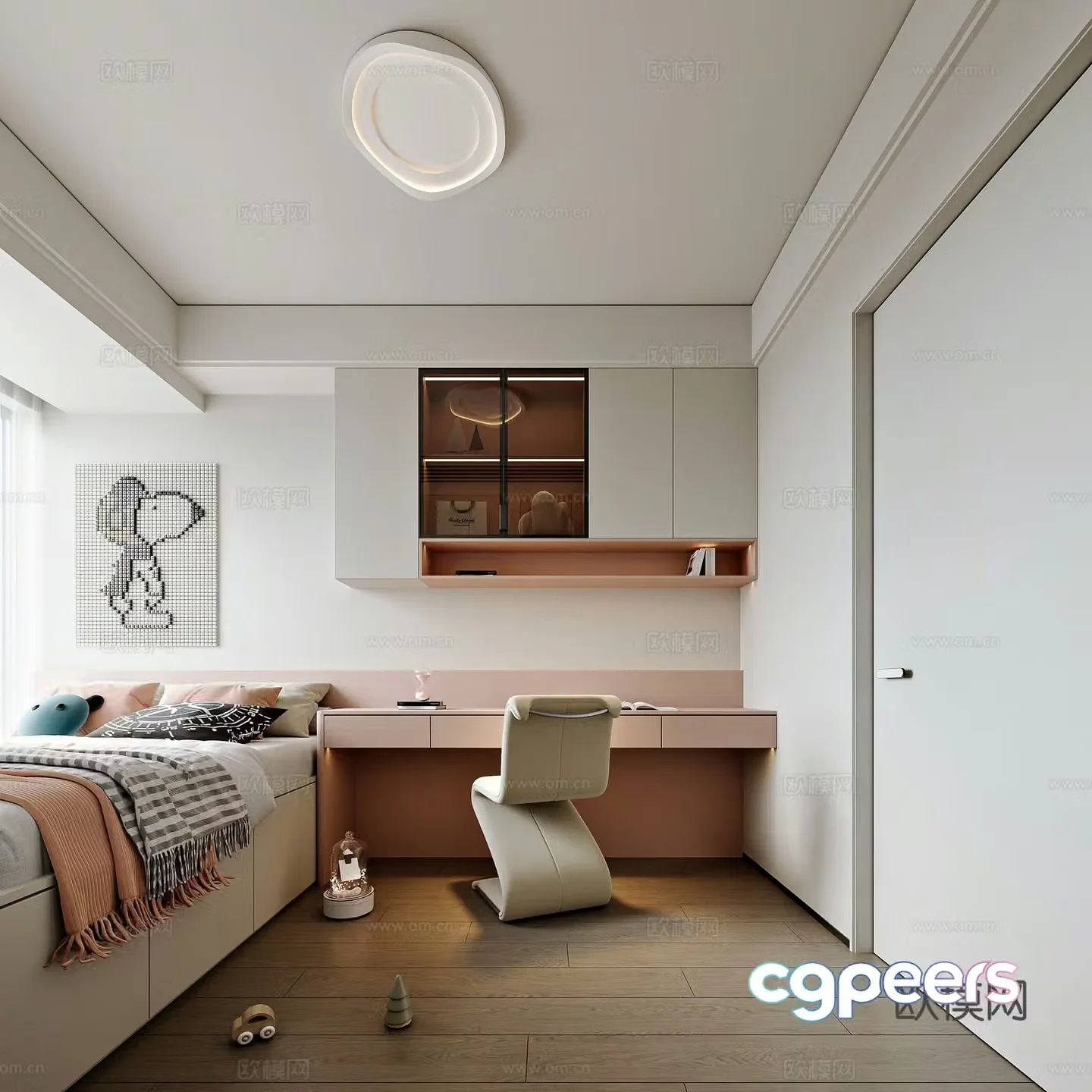 Modern style home bedroom girl room 3d model