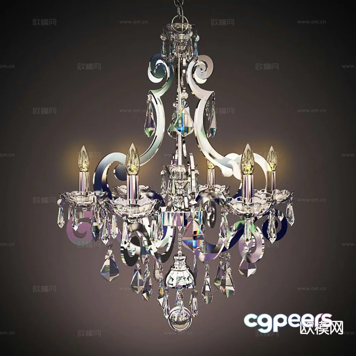 Modern crystal lamp candlestick chandelier 3d model