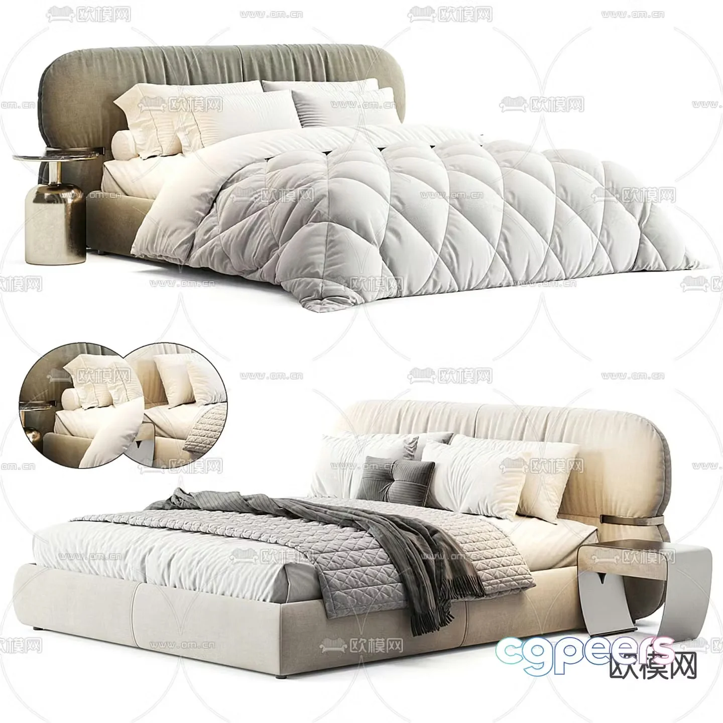 Rugiano modern double bed 3d model