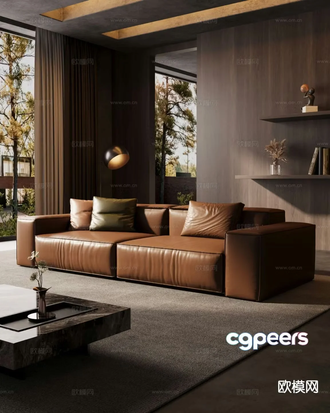 Italian sofa double sofa leather sofa 3d model