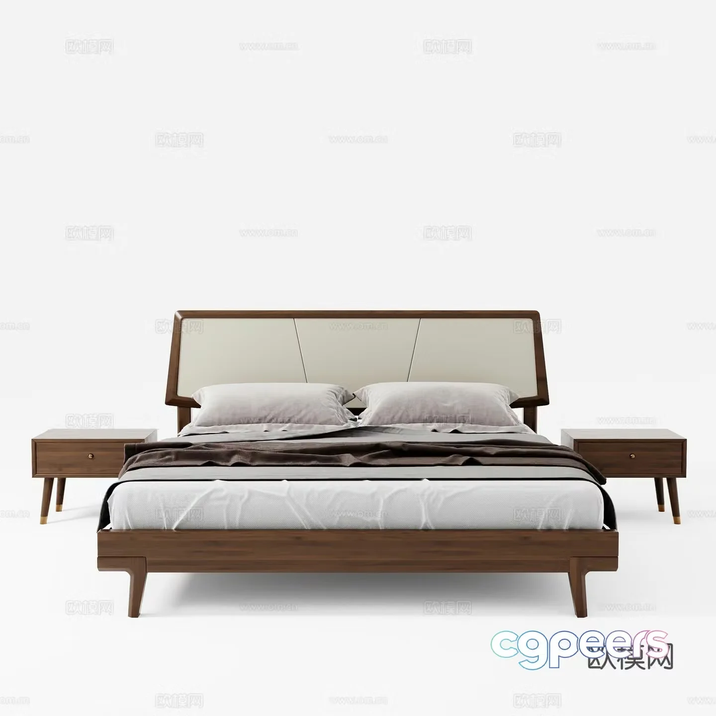 New Chinese style double bed 3d model