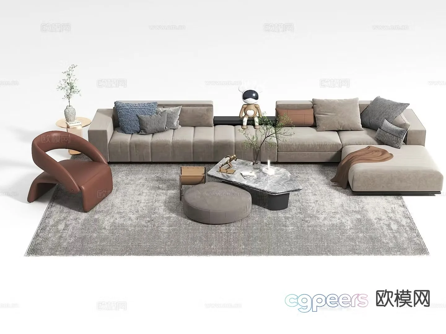 Italian sofa coffee table modular sofa 3d model