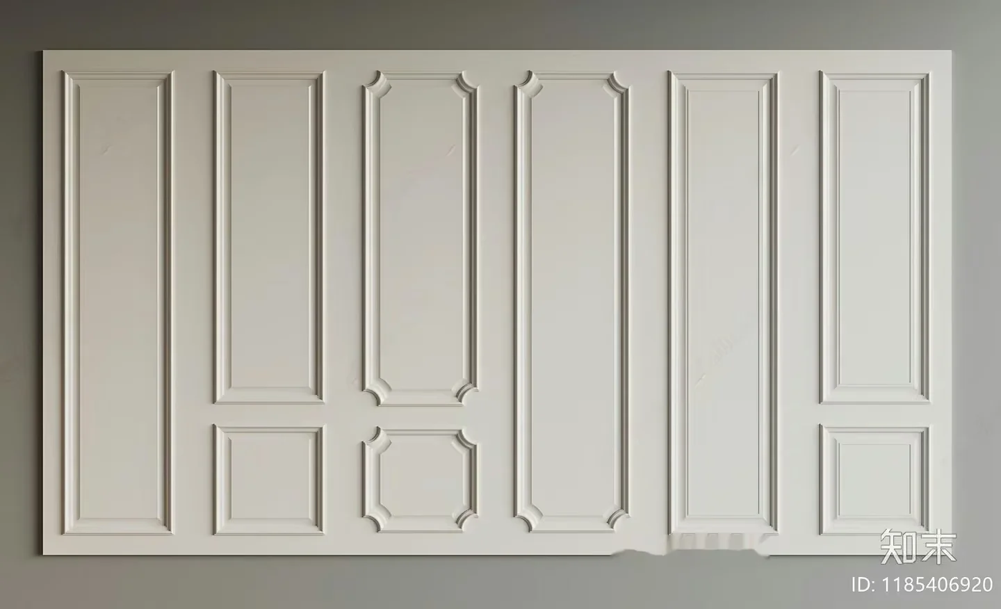 Classic White Wall Paneling 3D Model – 11766 – VRAY Render