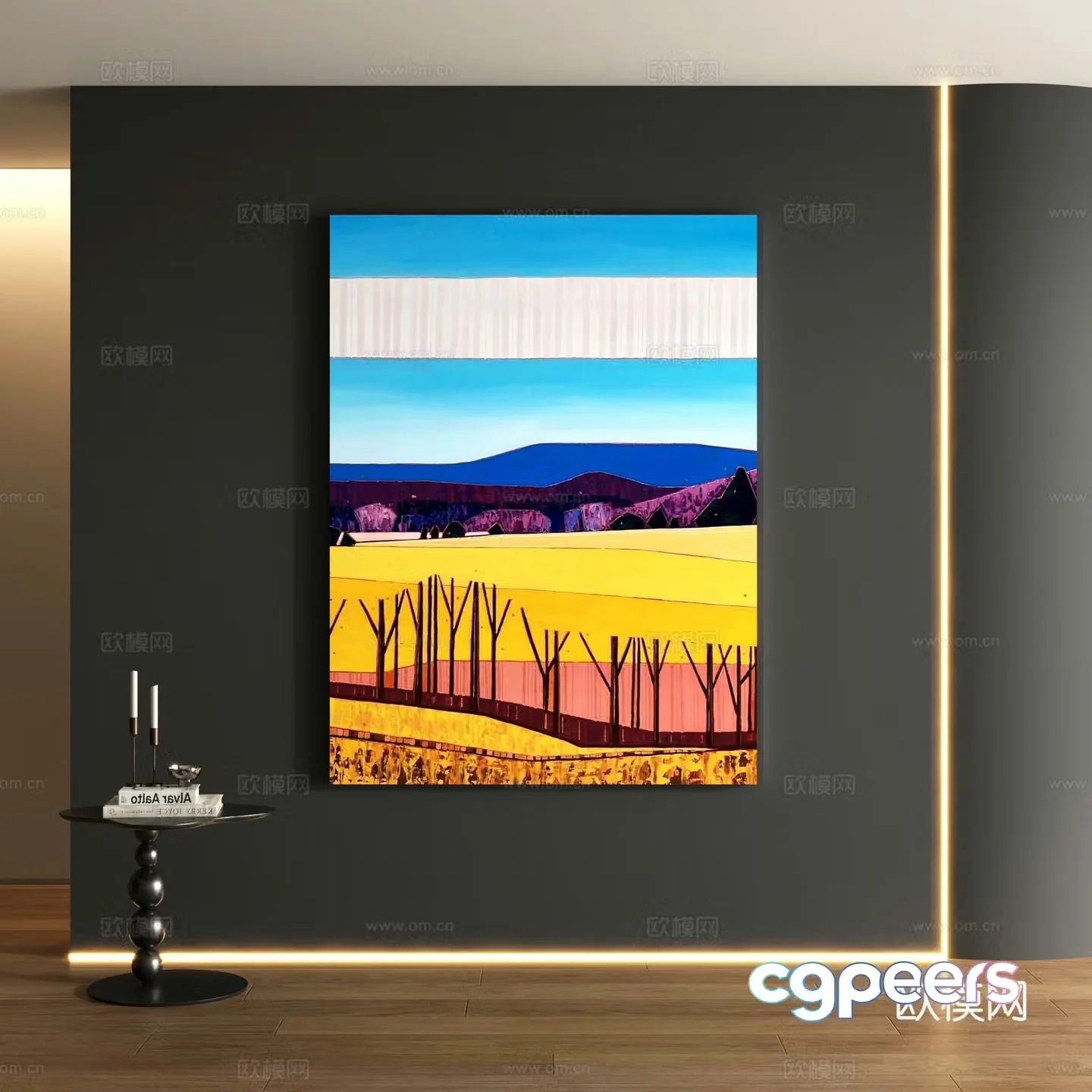 Modern landscape decoration painting 3d model