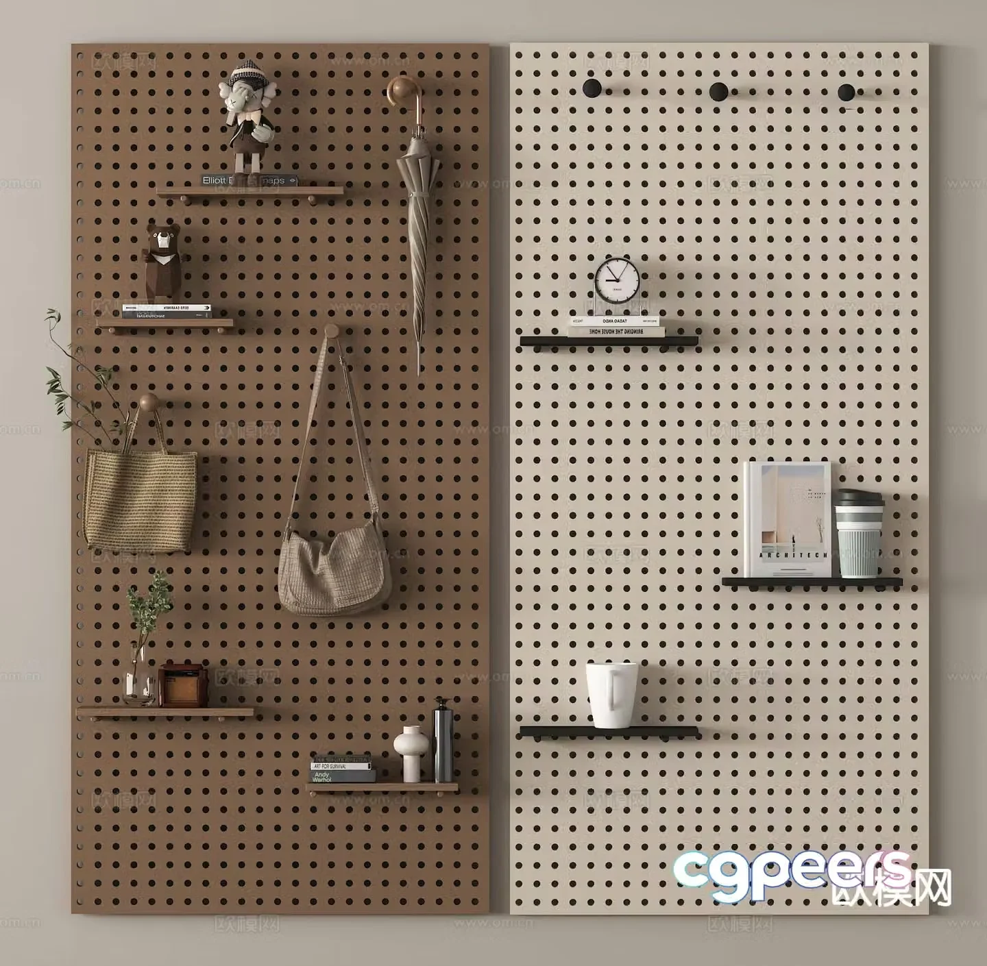 Perforated board wall decorative board shelf 3d model