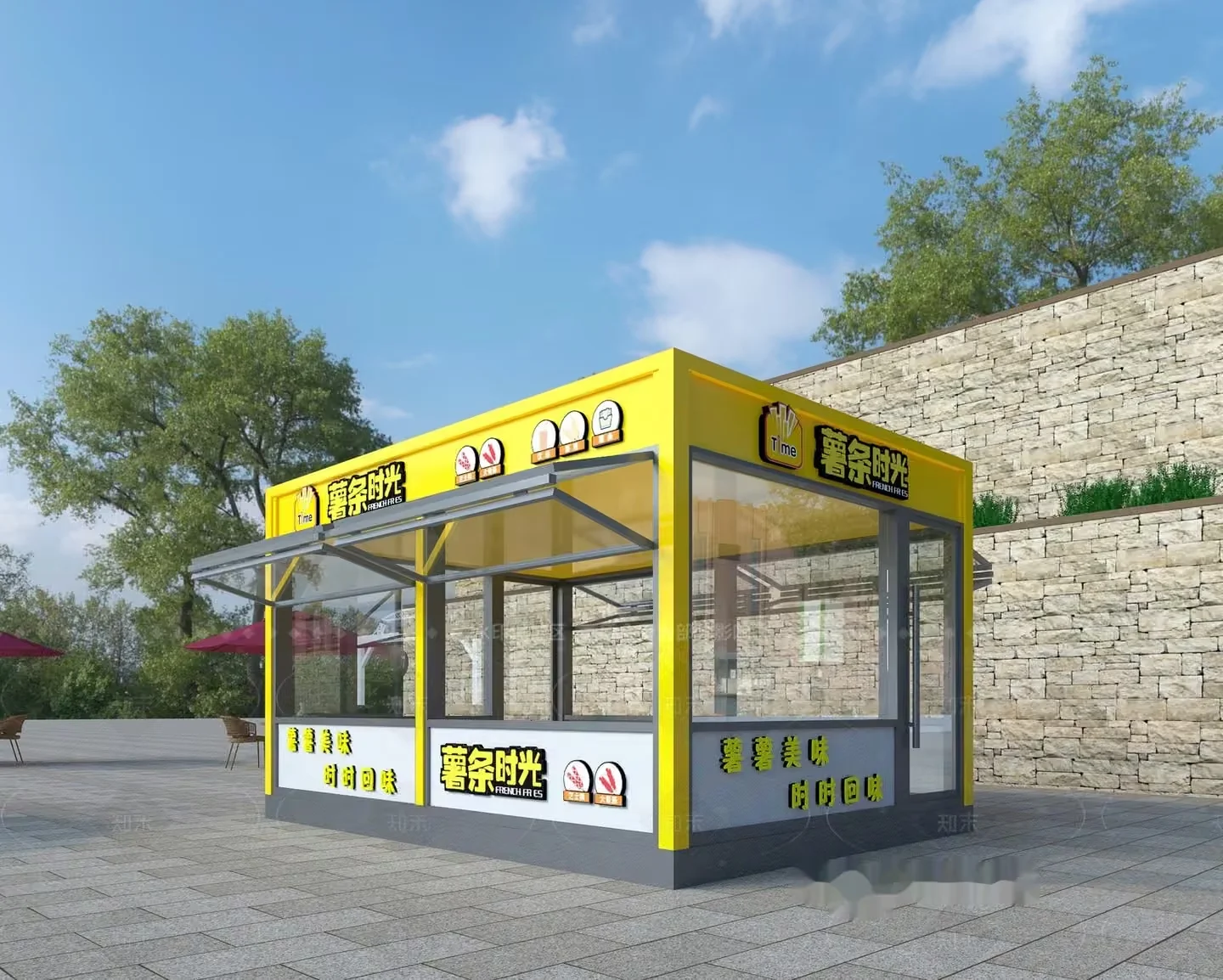 A Yellow And Gray Food Stand 3D Model – 17743 – VRAY Render