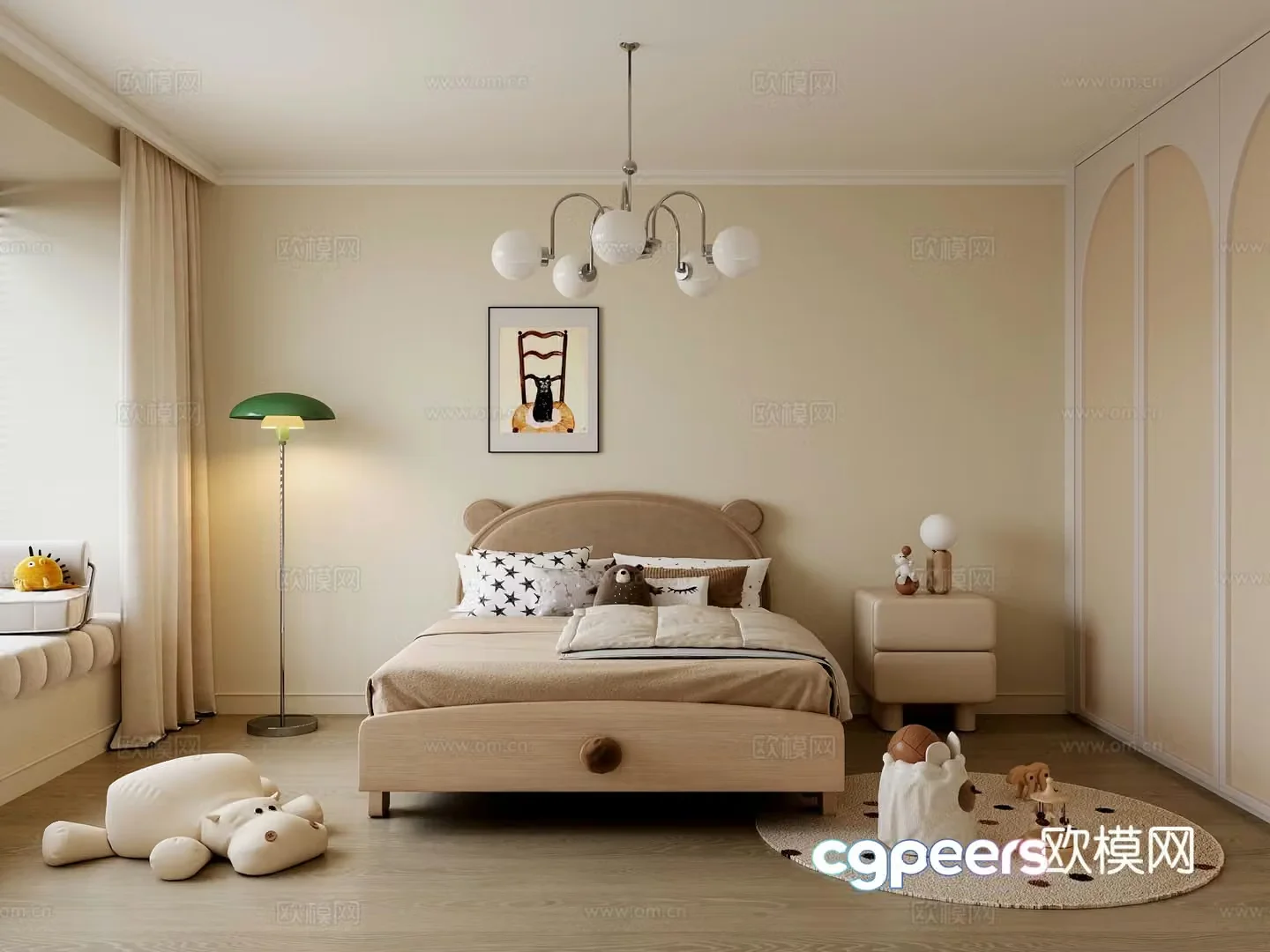 Cream style universal children’s room 3d model
