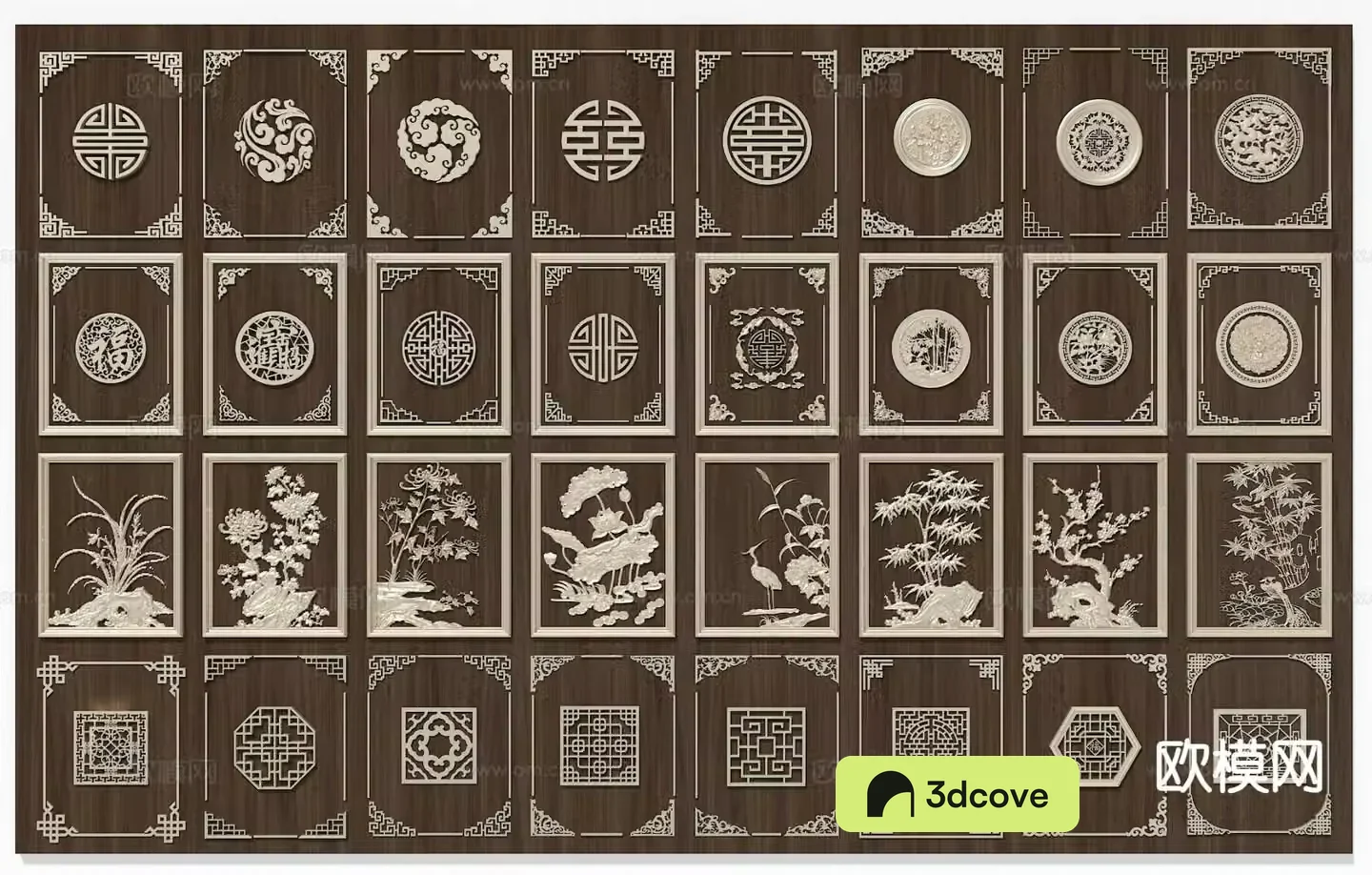 New Chinese style carving corner flower engraving line