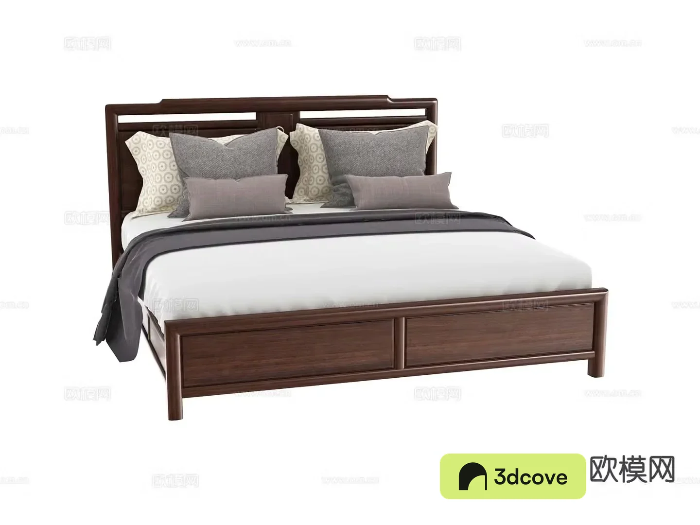 New Chinese style double bed walnut bed