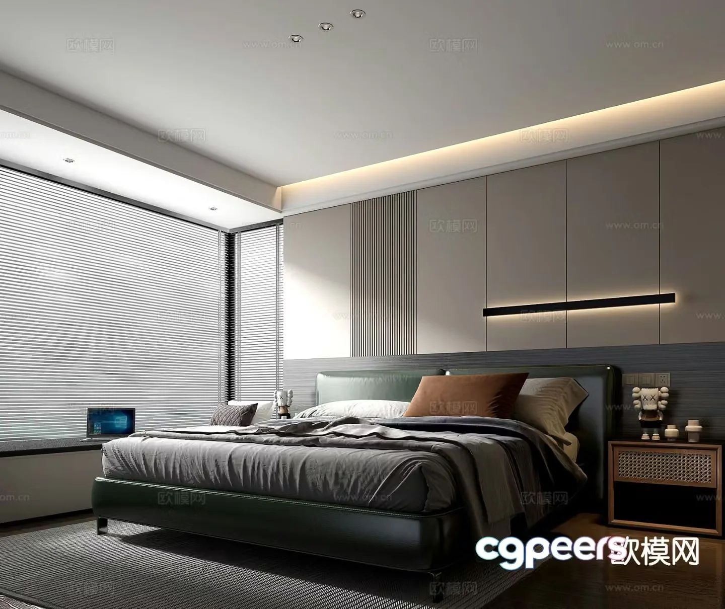 Modern double bed 3d model