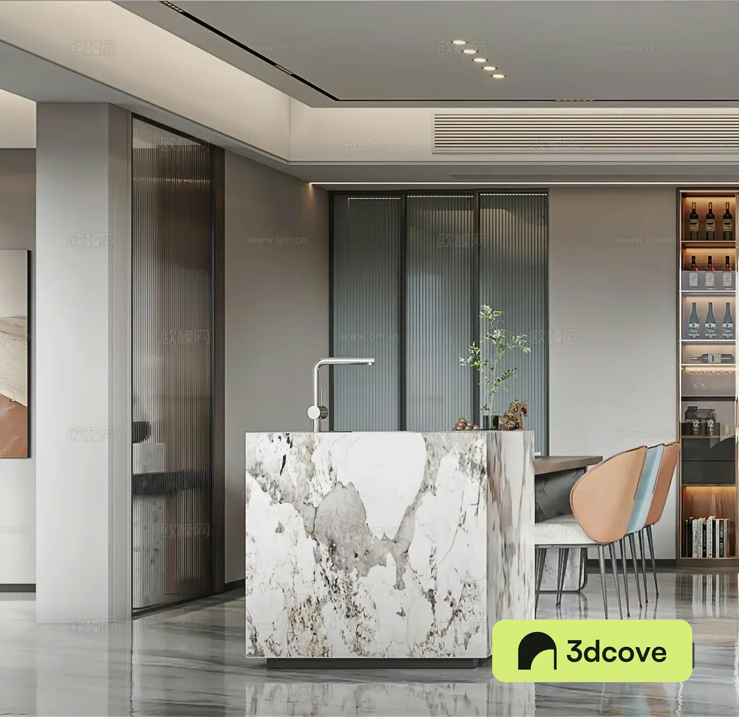 Modern restaurant island bar light luxury simple wine cabinet modern living restaurant G626