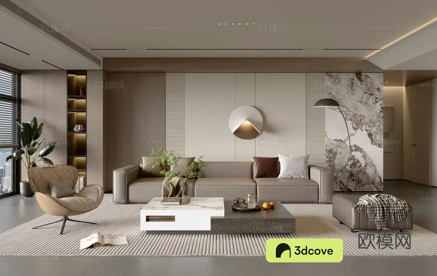 Modern simple living room balcony cabinet sofa combination coffee table sofa background wall