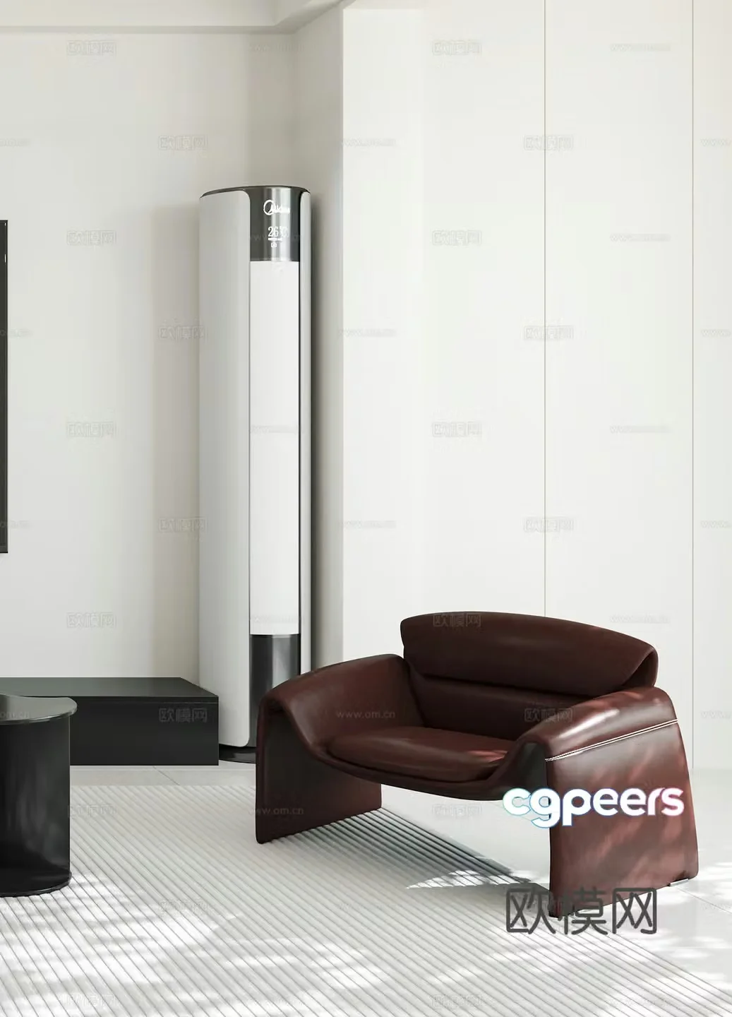 Modern leisure chair Italian leisure chair Black and white grey leisure chair Single chair Side chair Angle table 3D model