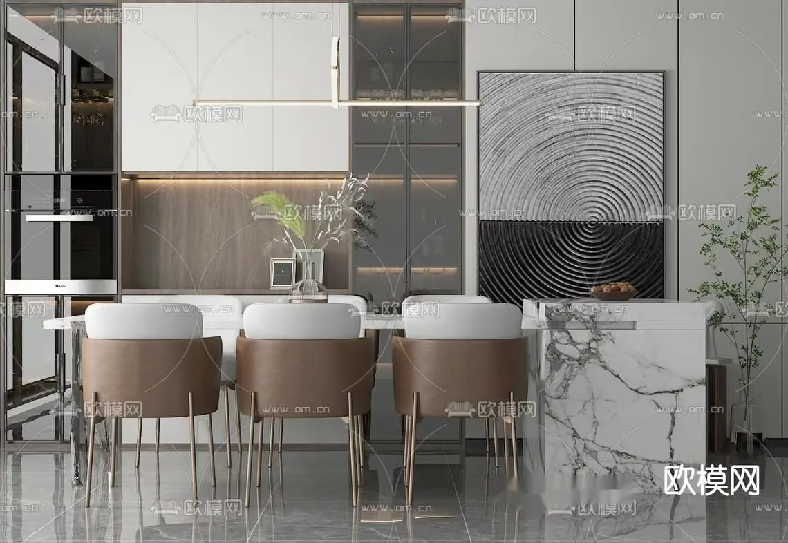 Modern Dining Room 3D Model – 15432 – VRAY Render