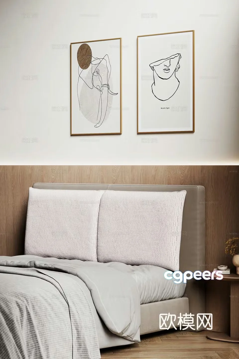 Modern double bed 3d model